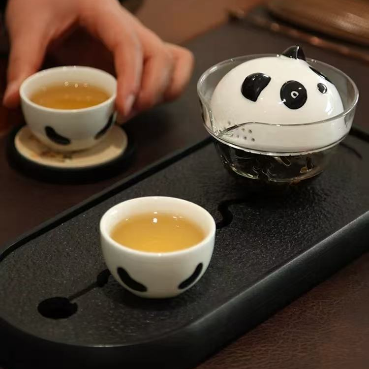 沐雨茶具 -熊猫玻璃快客杯-5560-（直播专享）