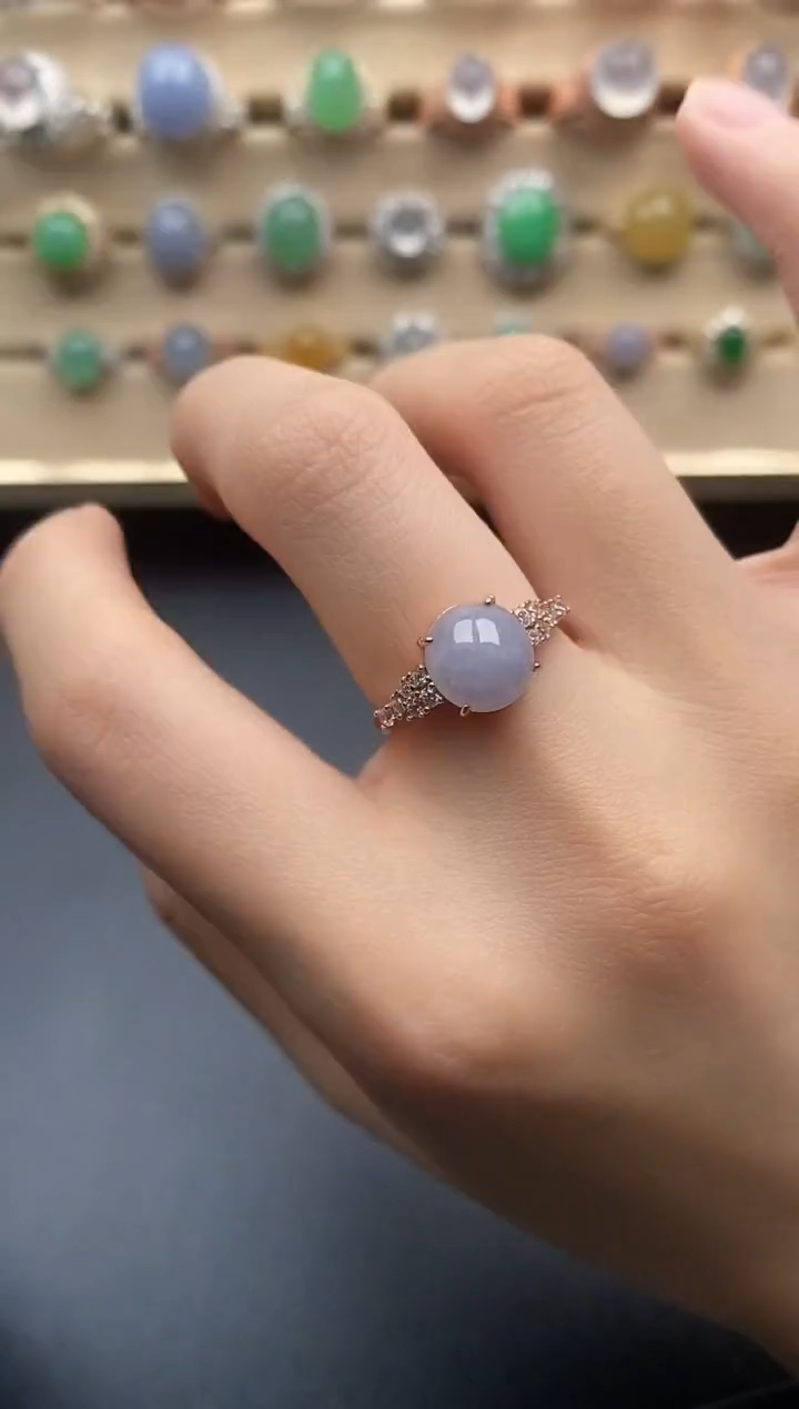 银S925镶嵌戒指翡翠一物一证一礼盒