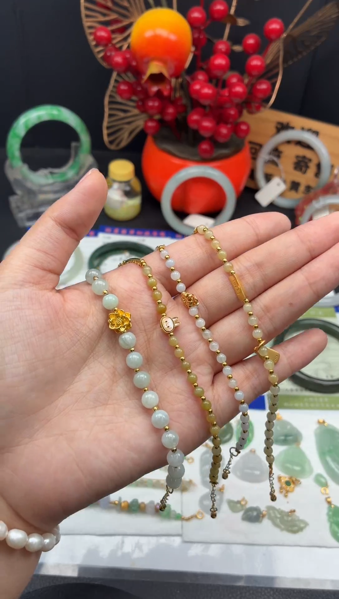 银S925镶嵌手链翡翠多样性发货之一