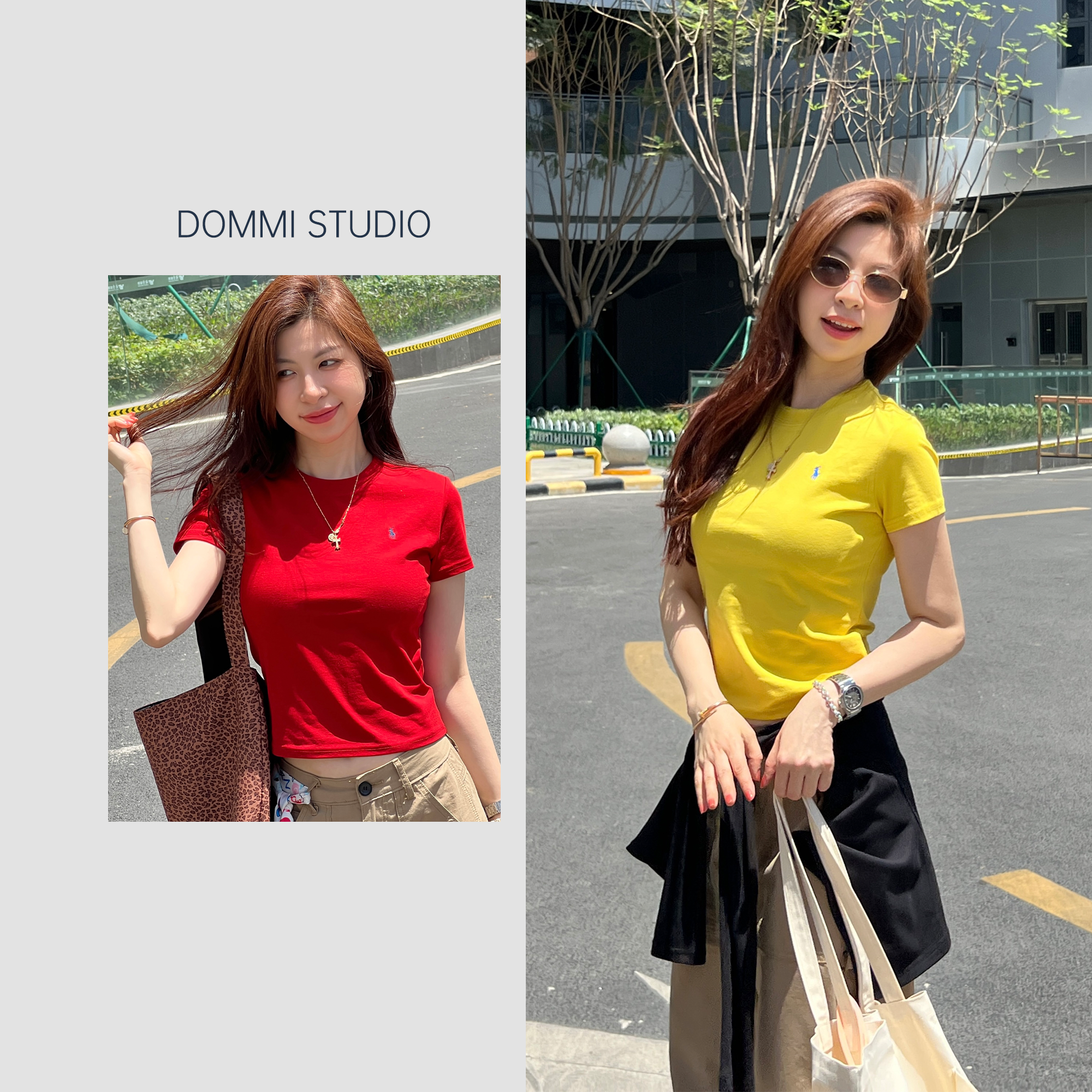 小马短款圆领修身显瘦简约T恤 #68172