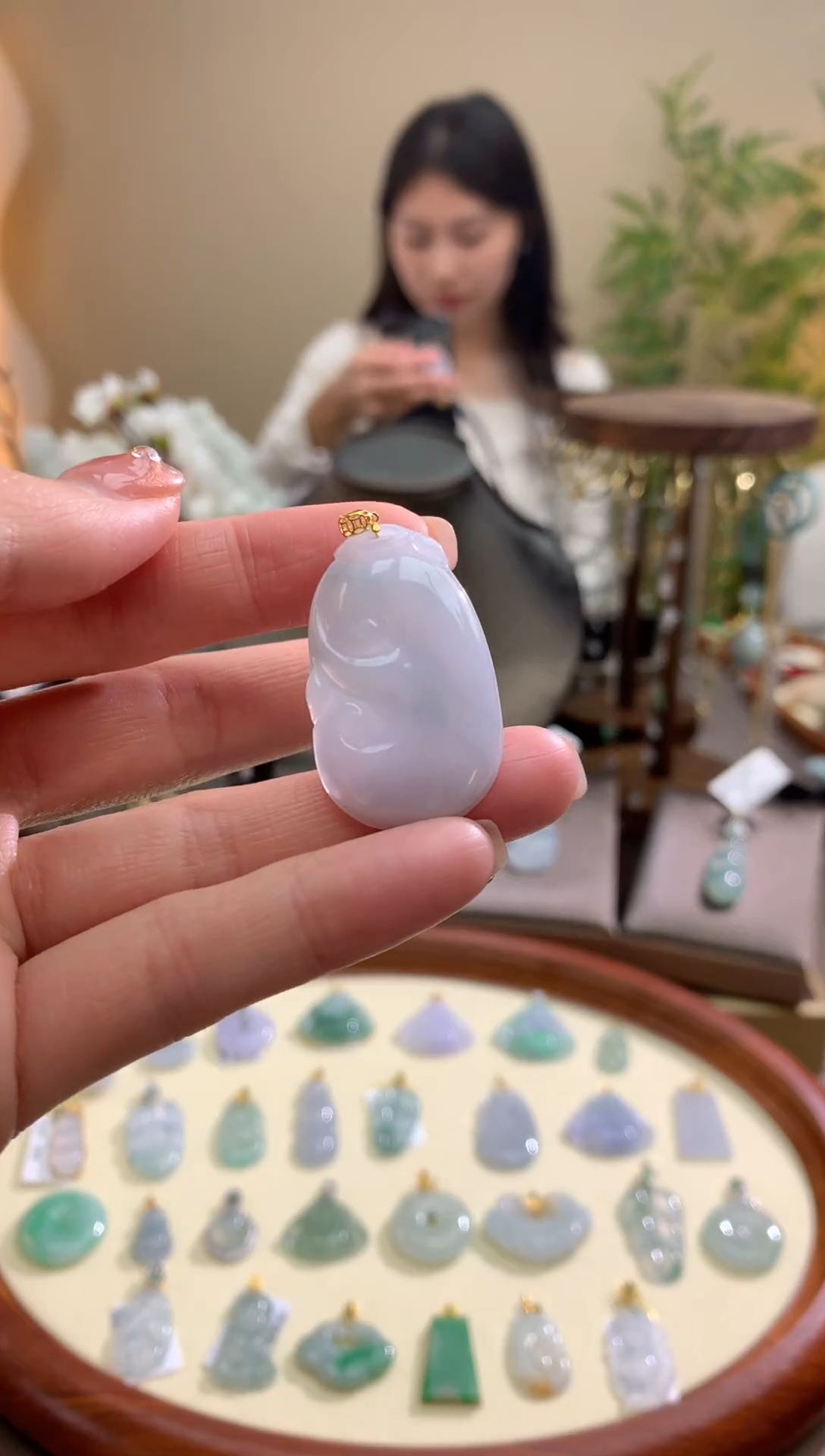 【闪购商品】翡翠颈饰18K金镶嵌如意