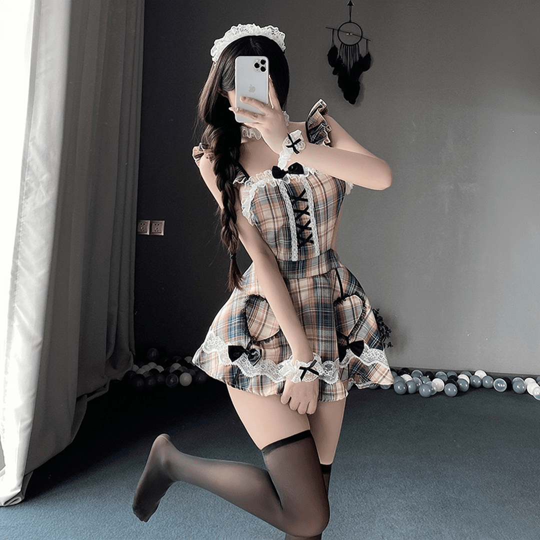 新款网红性感女装连衣裙学院风制服显瘦夏季暗黑蕾丝火辣纯欲风