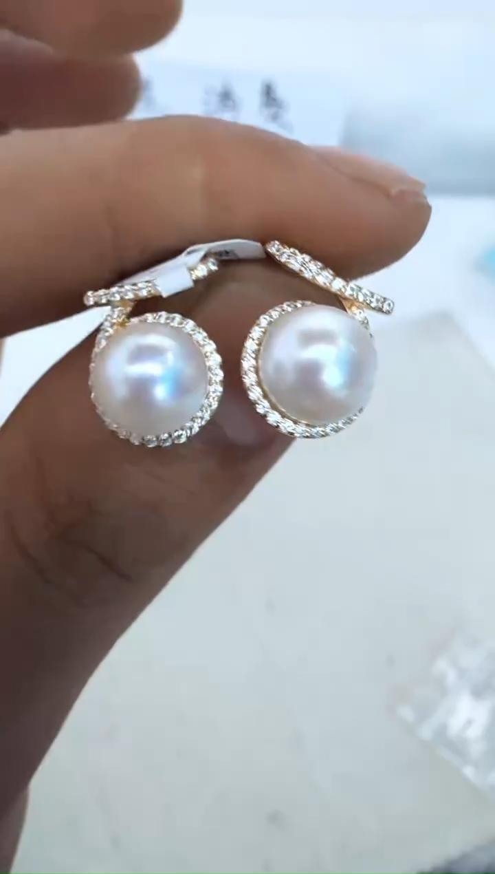 【闪购商品】海水珍珠耳饰银S925镶嵌耳钉