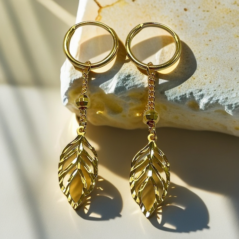 925银耳饰 【金牌主播专享】925银树叶蹦迪珠耳环 YE1278