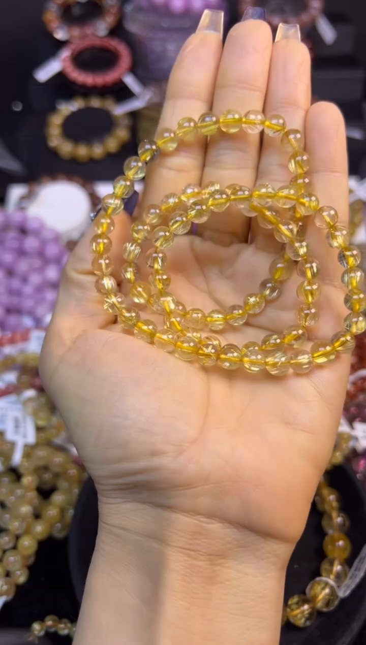 未镶嵌手串水晶金发晶三圈6.8mm