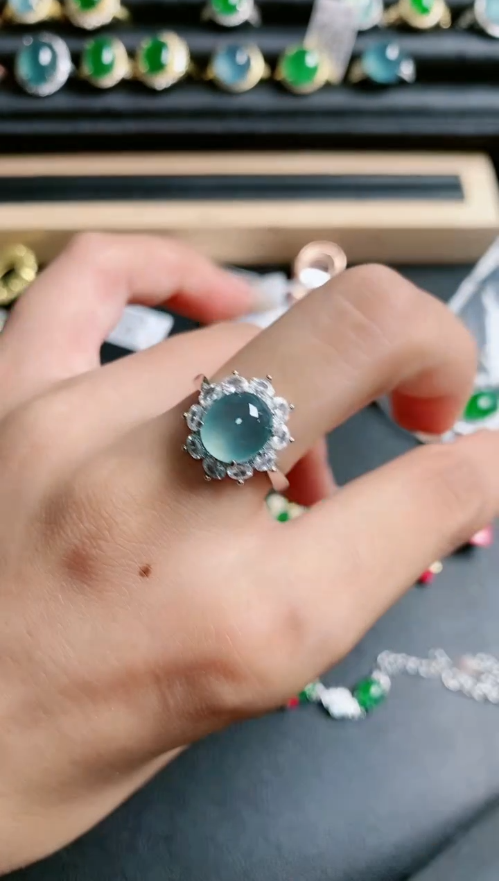 翡翠戒指银S925镶嵌111111111