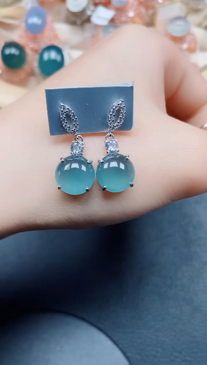 【闪购商品】翡翠耳饰银S925镶嵌翡翠