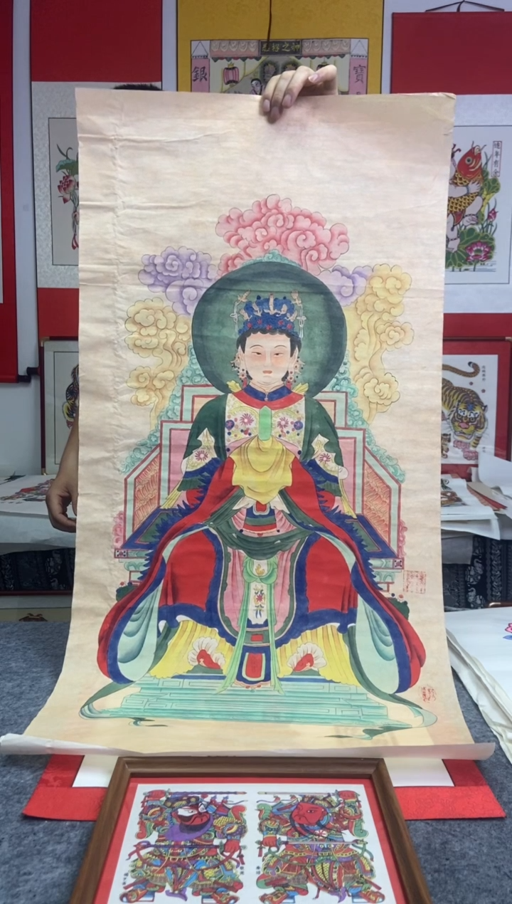 耳****~碧霞元君shou绘手工制作精品年画