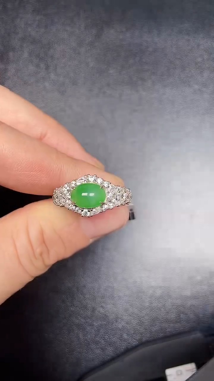 银S925镶嵌戒指翡翠7300