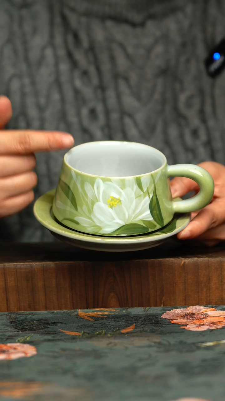 杯釉下彩手工手绘同款陶器