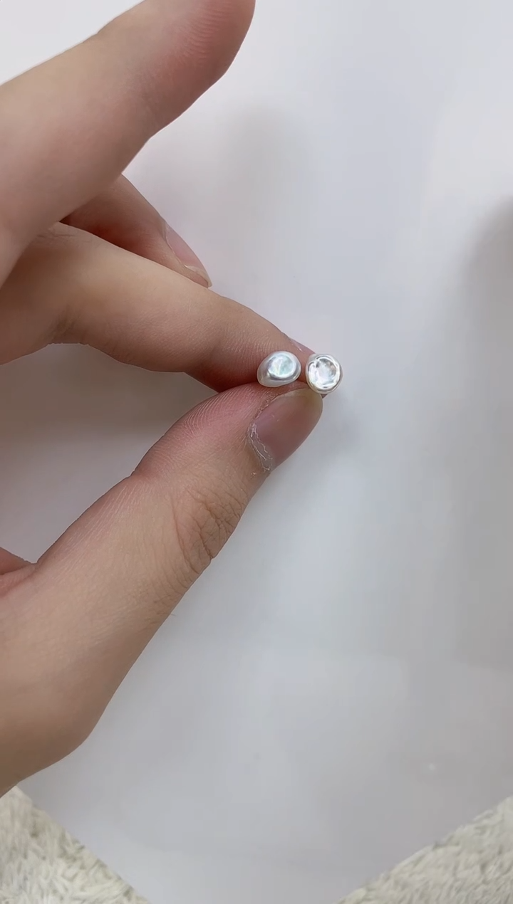 银S925镶嵌淡水珍珠耳饰
