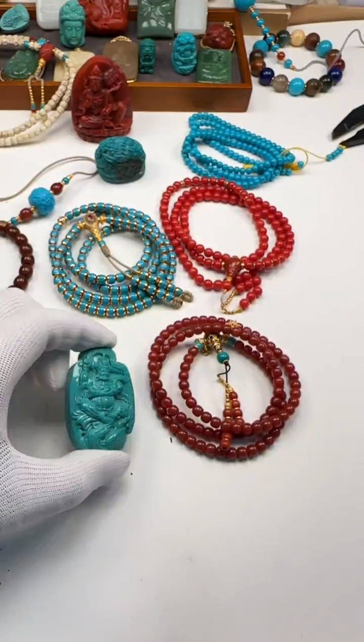 18K金镶嵌绿松石手串手串来***～手串手串