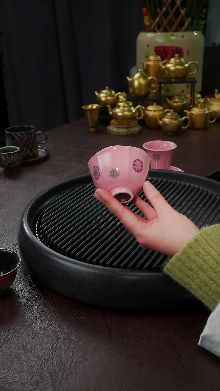 【闪购商品】杯【宜景窑桃夭粉皮球花】白色杯子