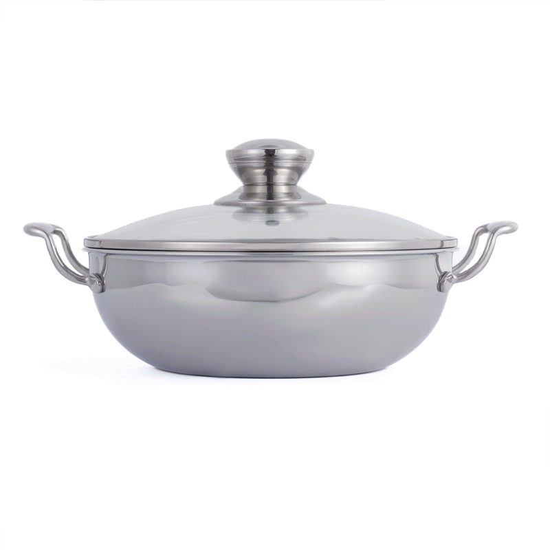 MarsenRotn不锈钢双耳海鲜锅多功能汤锅24cm炒锅干锅