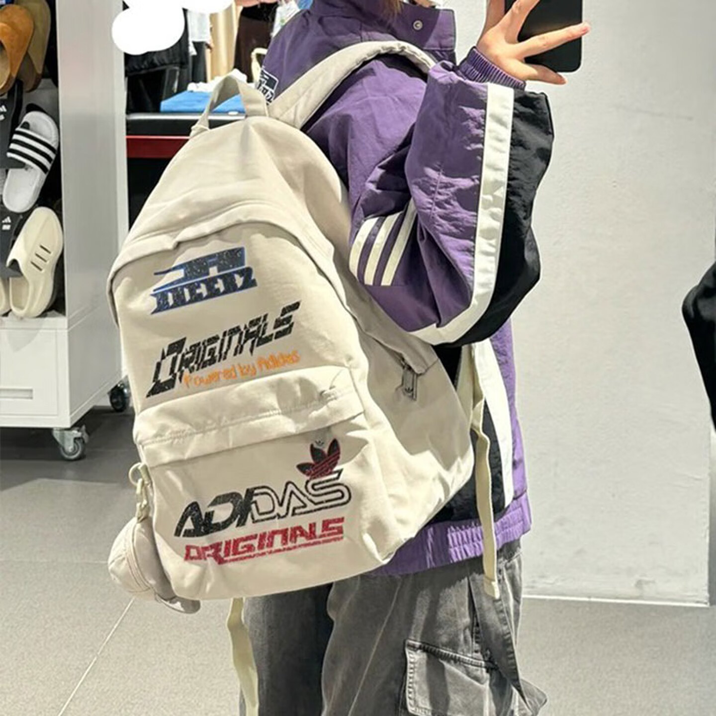 adidas/阿迪达斯三叶草双肩包赛车风运动书包户外出行背包KF2502
