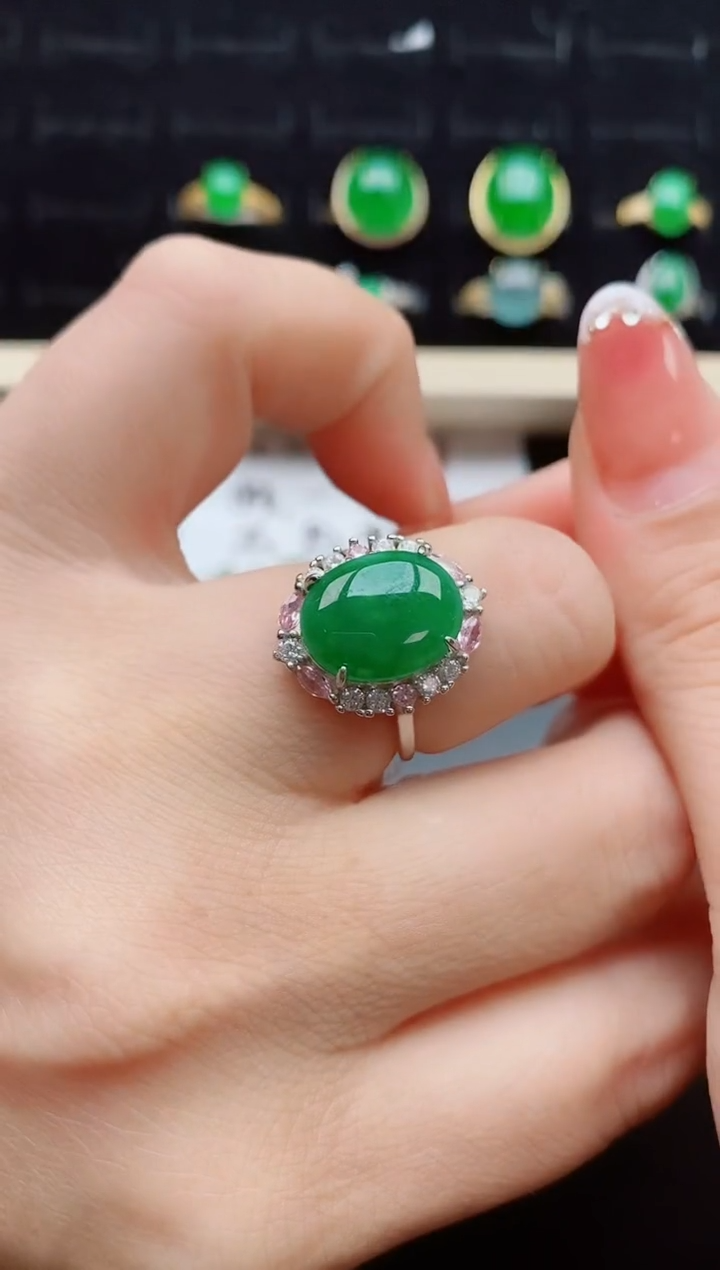 【闪购商品】翡翠戒指银S925镶嵌50850