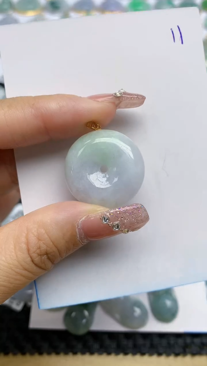 【闪购商品】翡翠颈饰18K金镶嵌天然A货翡翠 11