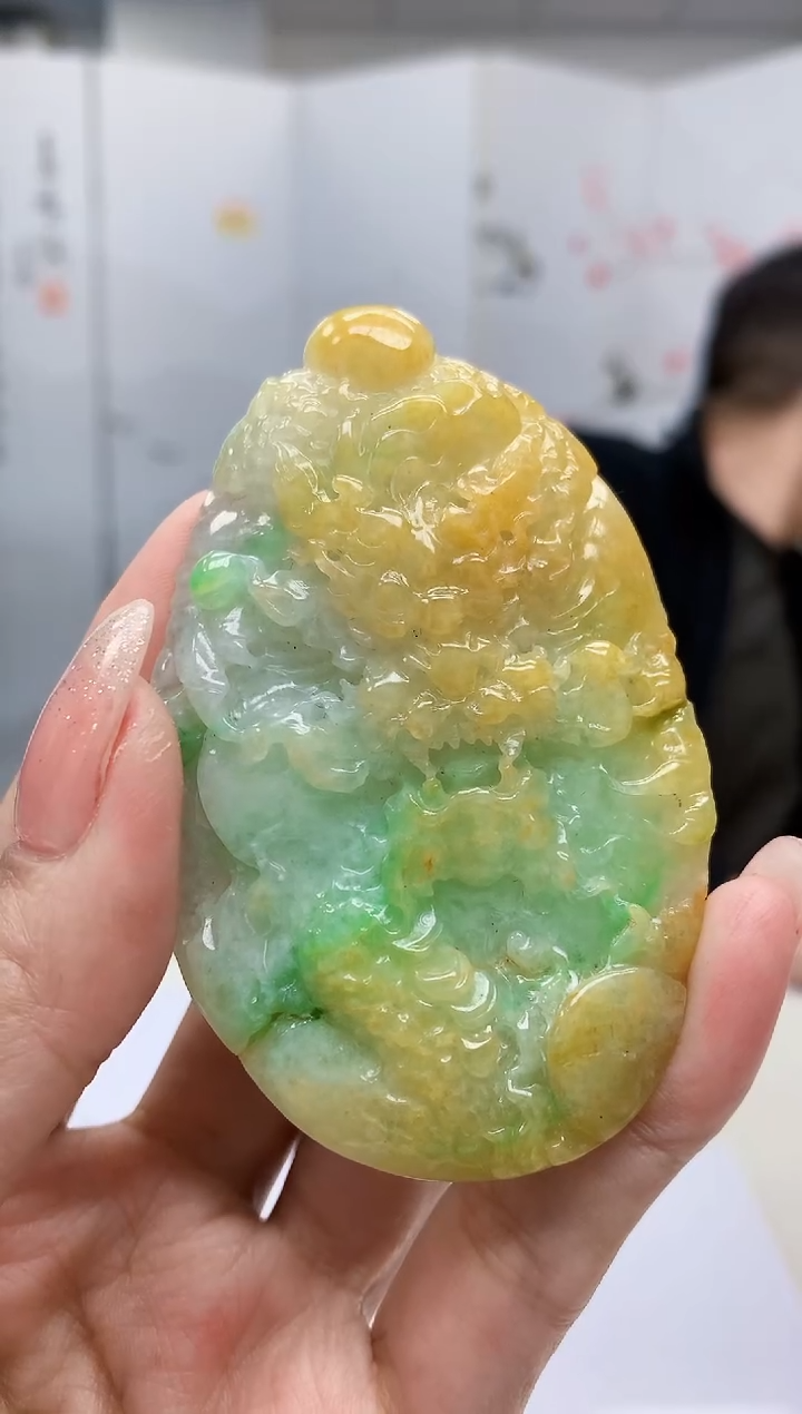 【闪购商品】定制翡翠未镶嵌5152MM-毛货挂件89