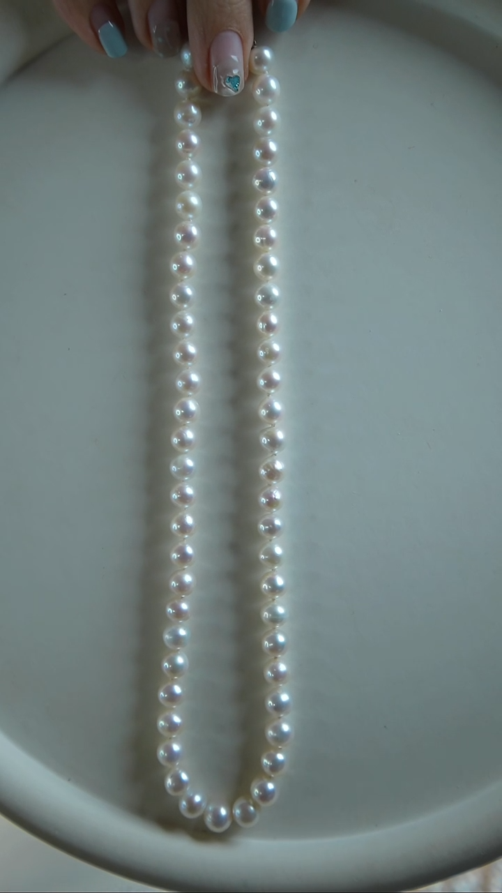 项链银S925镶嵌淡水珍珠7-8珍珠sgys月华