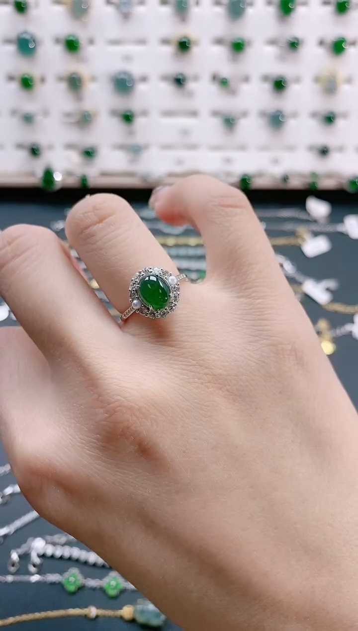 【闪购商品】翡翠戒指银S925镶嵌天然翡翠