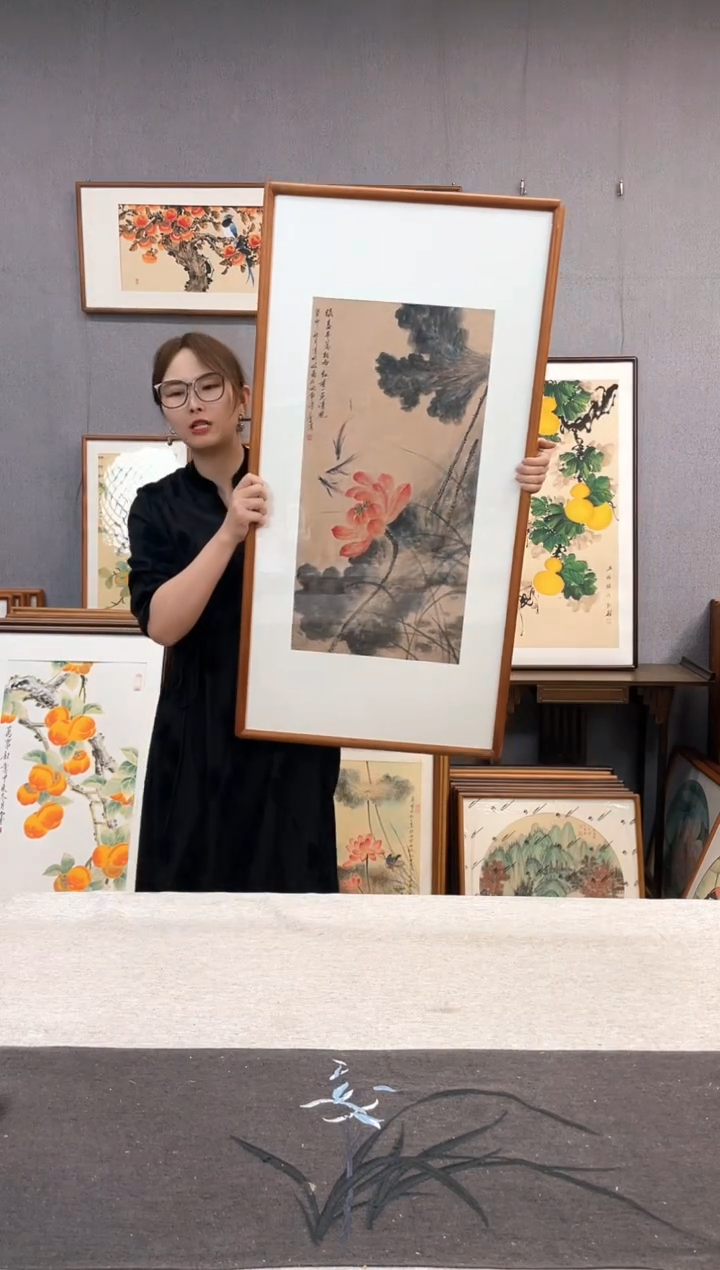 【闪购商品】国画手写手绘带框作品-53*103-王嘉诚