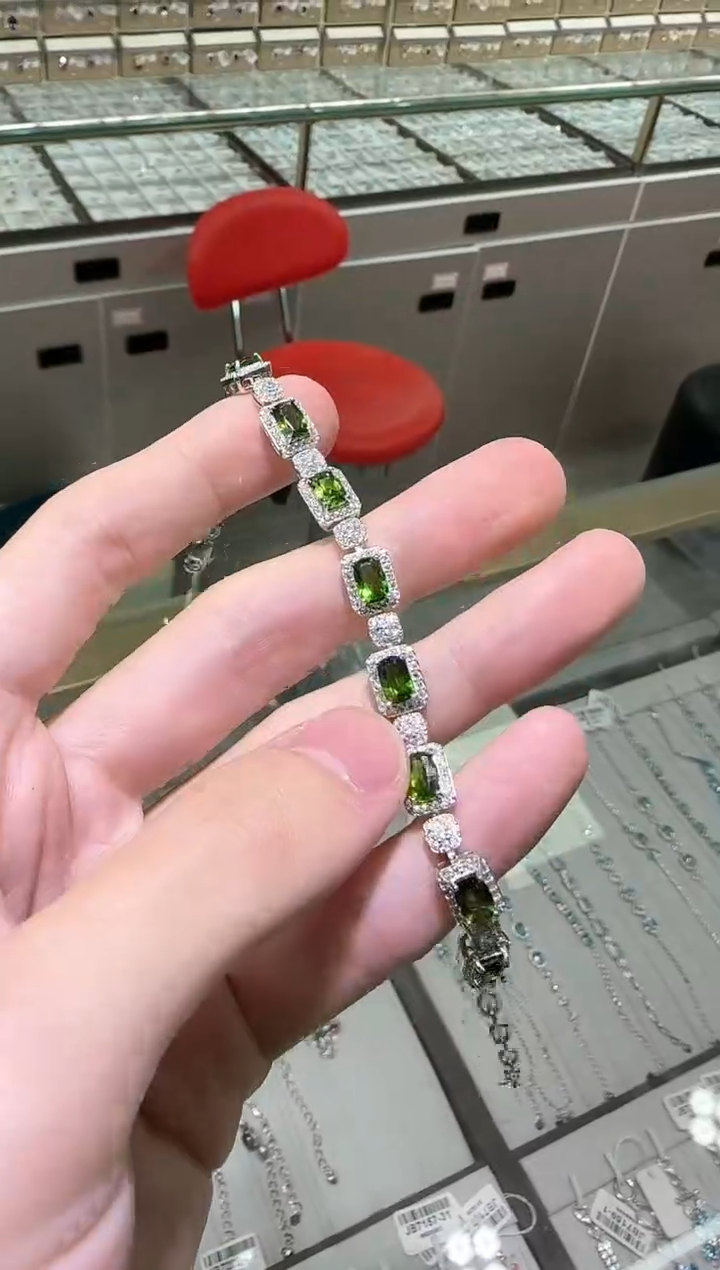 【闪购商品】透辉石5*7mm银S925镶嵌手链