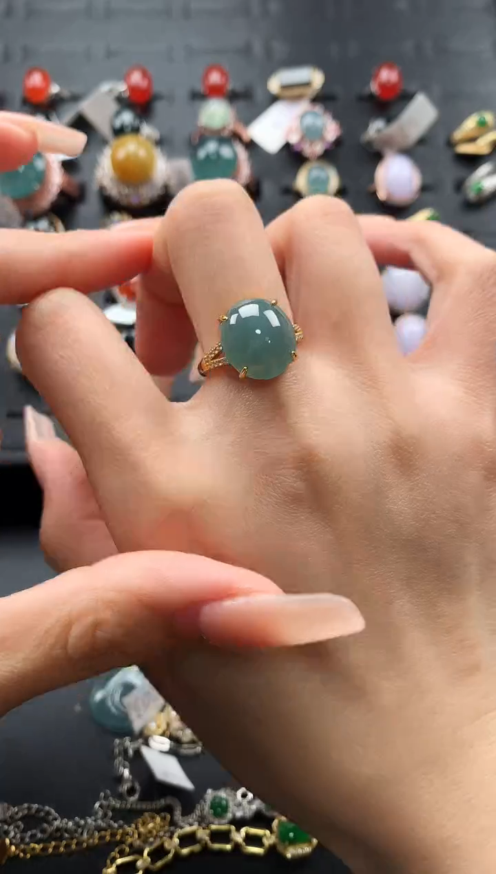 【闪购商品】翡翠戒指银S925镶嵌768587568765