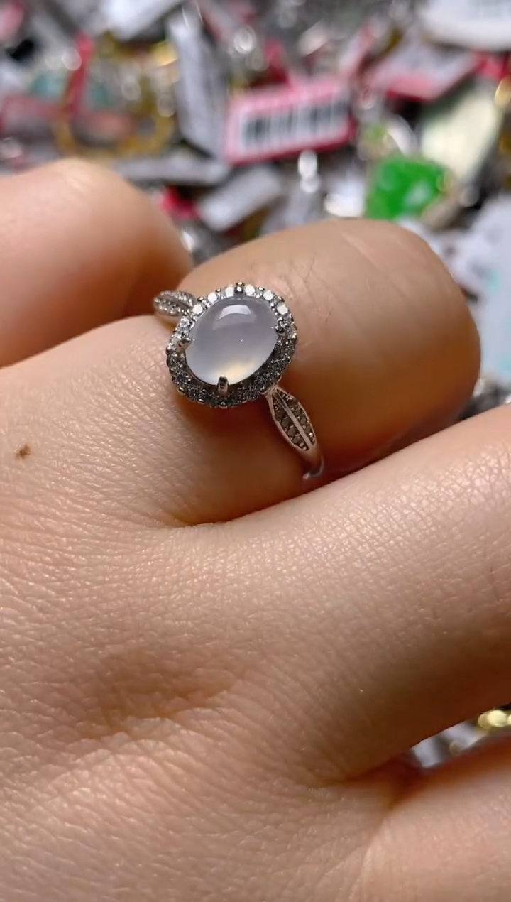 银S925镶嵌戒指翡翠百内无证书