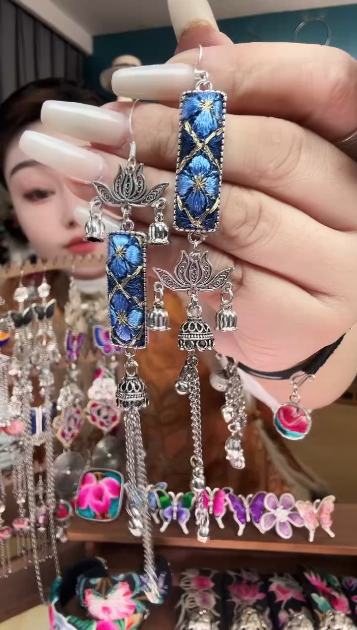 刺绣纯手工民族风刺绣耳环