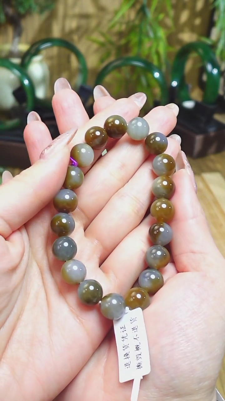 【闪购商品】和田玉手串未镶嵌新疆楼兰三色卡10mm