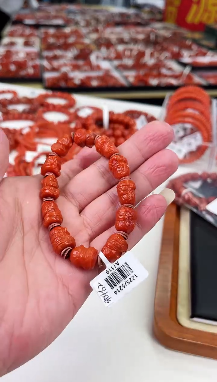 【闪购商品】南红玛瑙瓦西雕刻手串未镶嵌一个/条