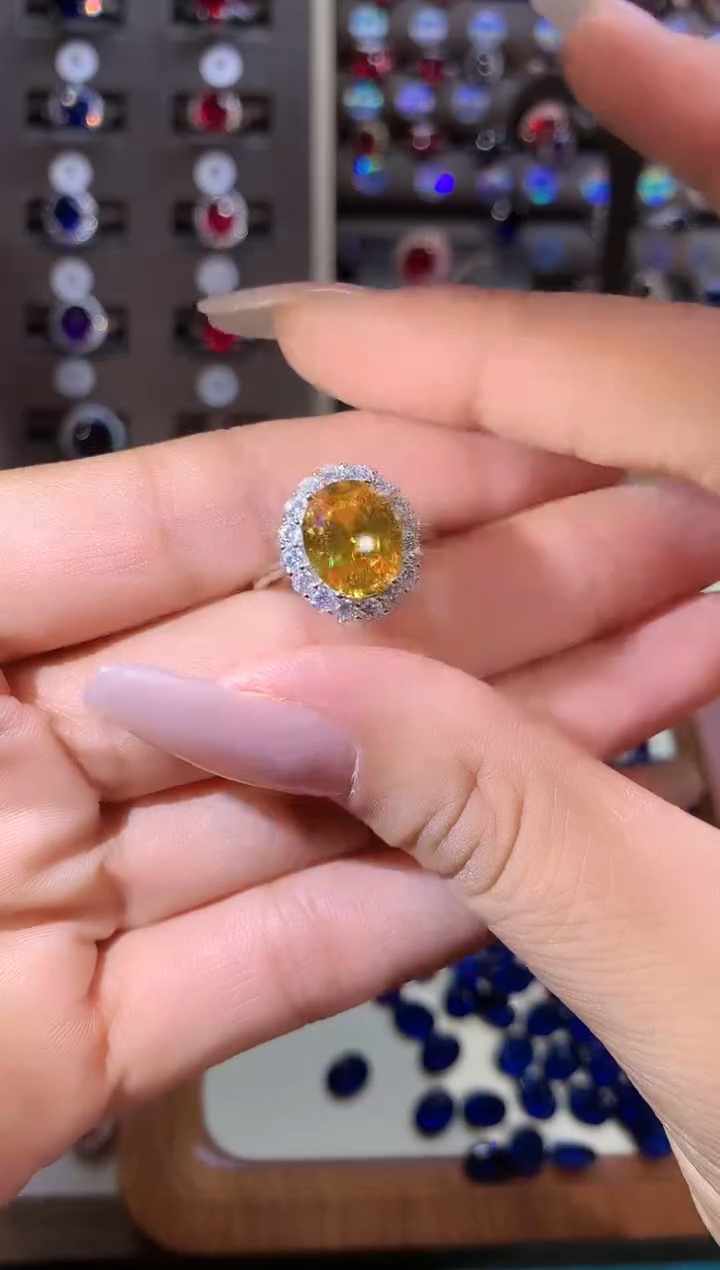 碧玺戒指银S925镶嵌911白