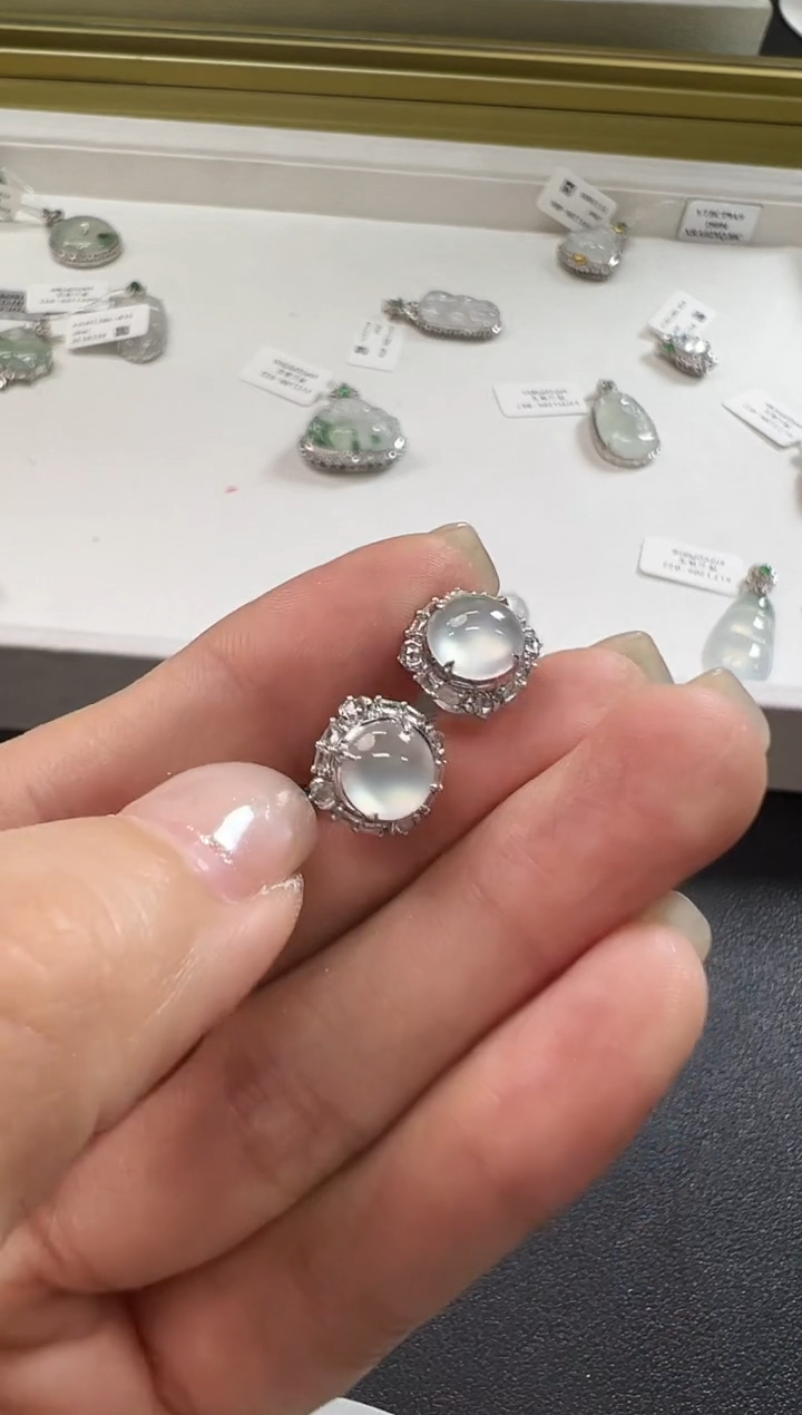 18K金镶嵌翡翠耳饰KXHM1206-013