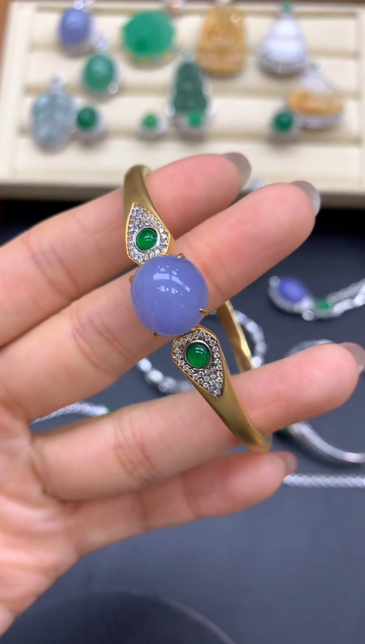 【闪购商品】翡翠手镯18K金镶嵌591-中国好珍宝