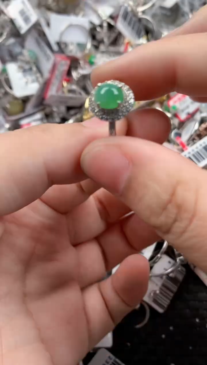 银S925镶嵌戒指翡翠444   5