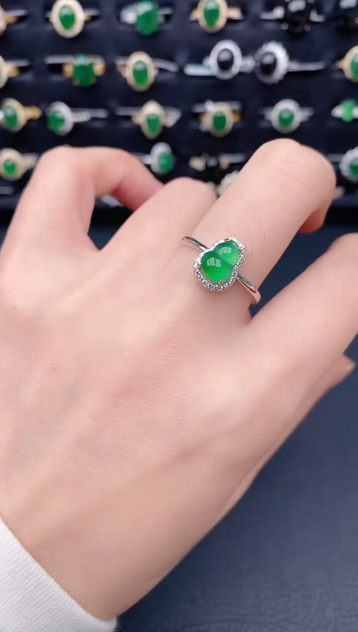银S925镶嵌戒指翡翠天然a货翡翠202