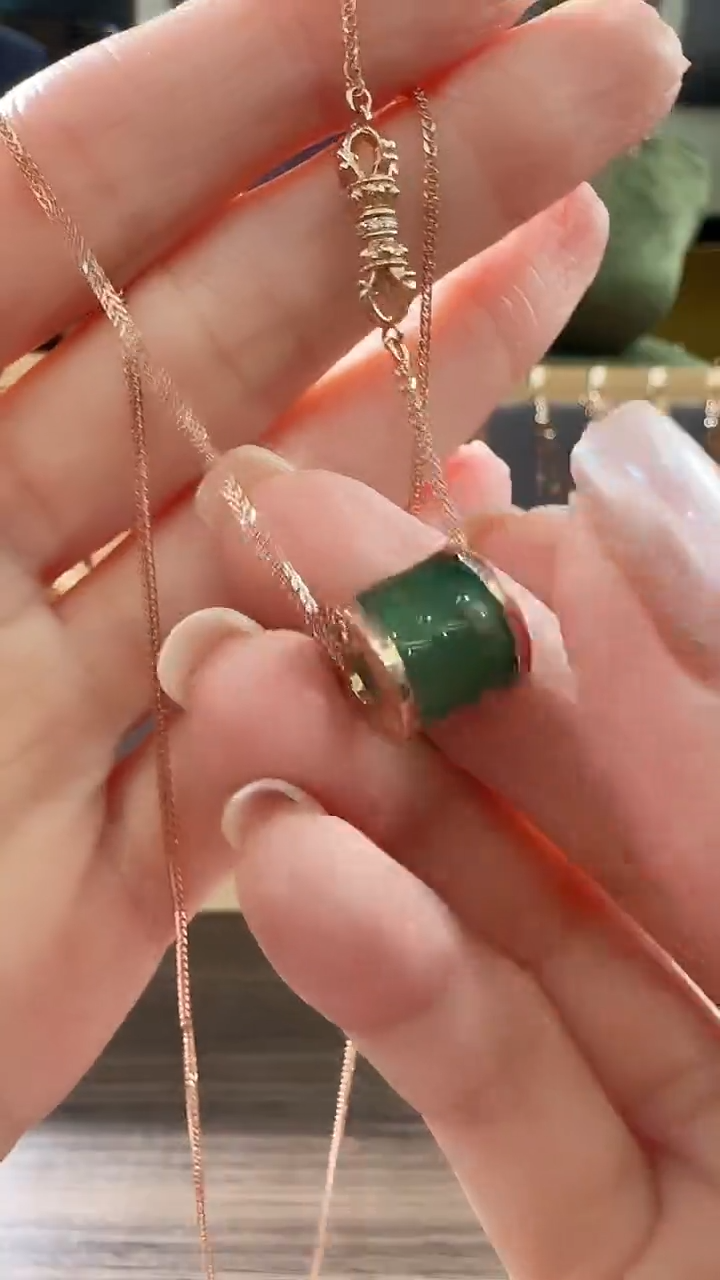 玛瑙/玉髓吊坠(不含链)18K金镶嵌18K金路路通吊坠