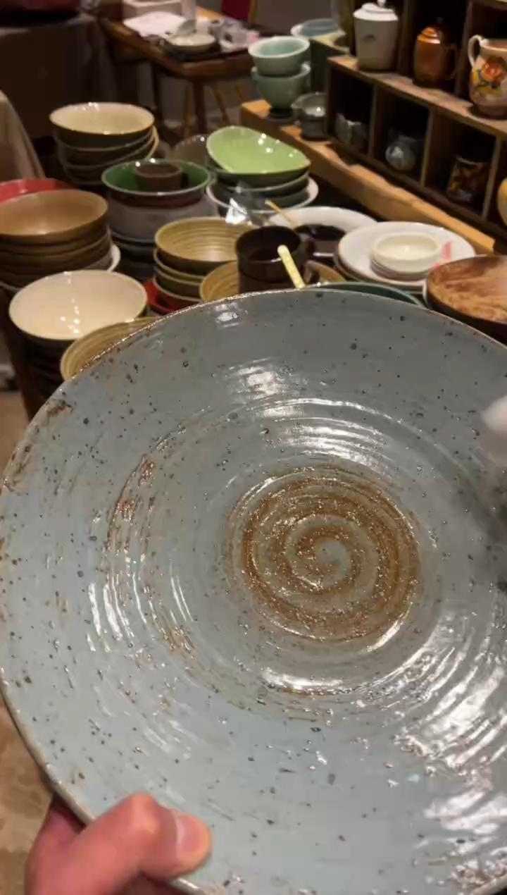 【闪购商品】瓷片675   老陶泥蓝麻点大盘1个