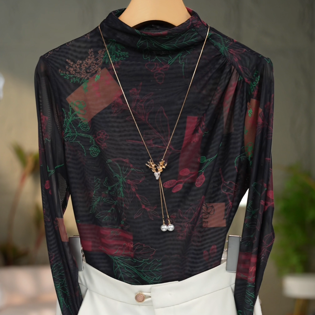 138#高贵上档次小衫2025新款潮流气质时尚显瘦网纱打底衫上衣