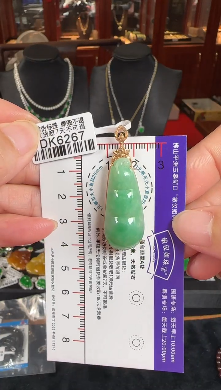颈饰18K金镶嵌翡翠DK6267富贵豆