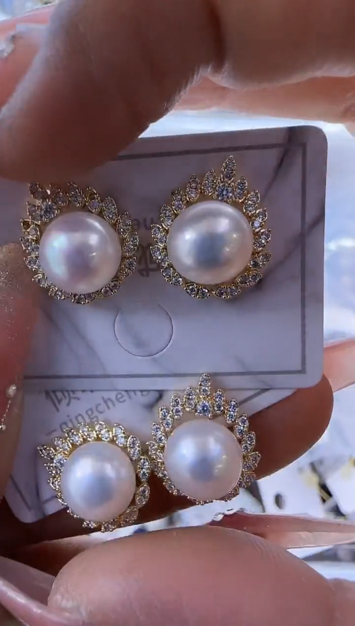 【闪购商品】淡水珍珠耳饰银S925镶嵌867