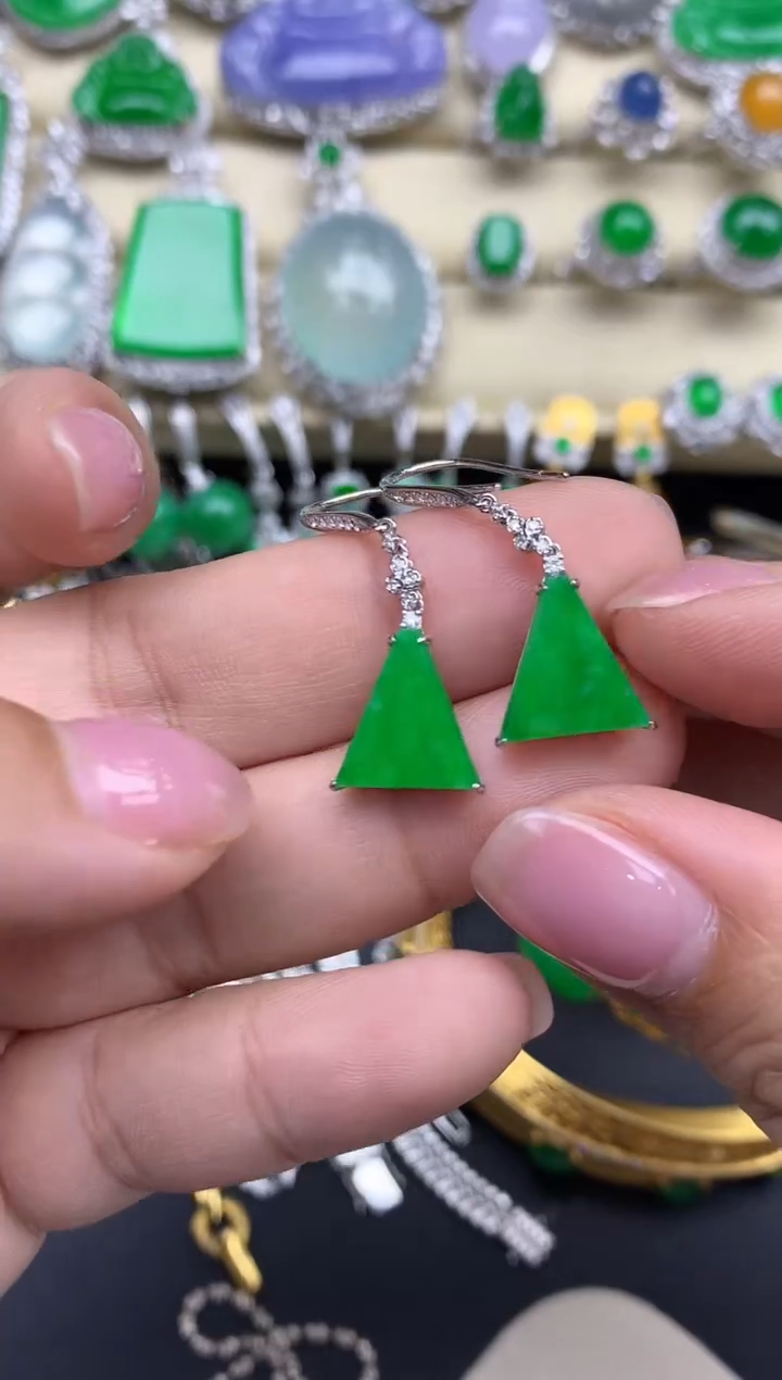 【闪购商品】翡翠耳饰18K金镶嵌614-中国好珍宝