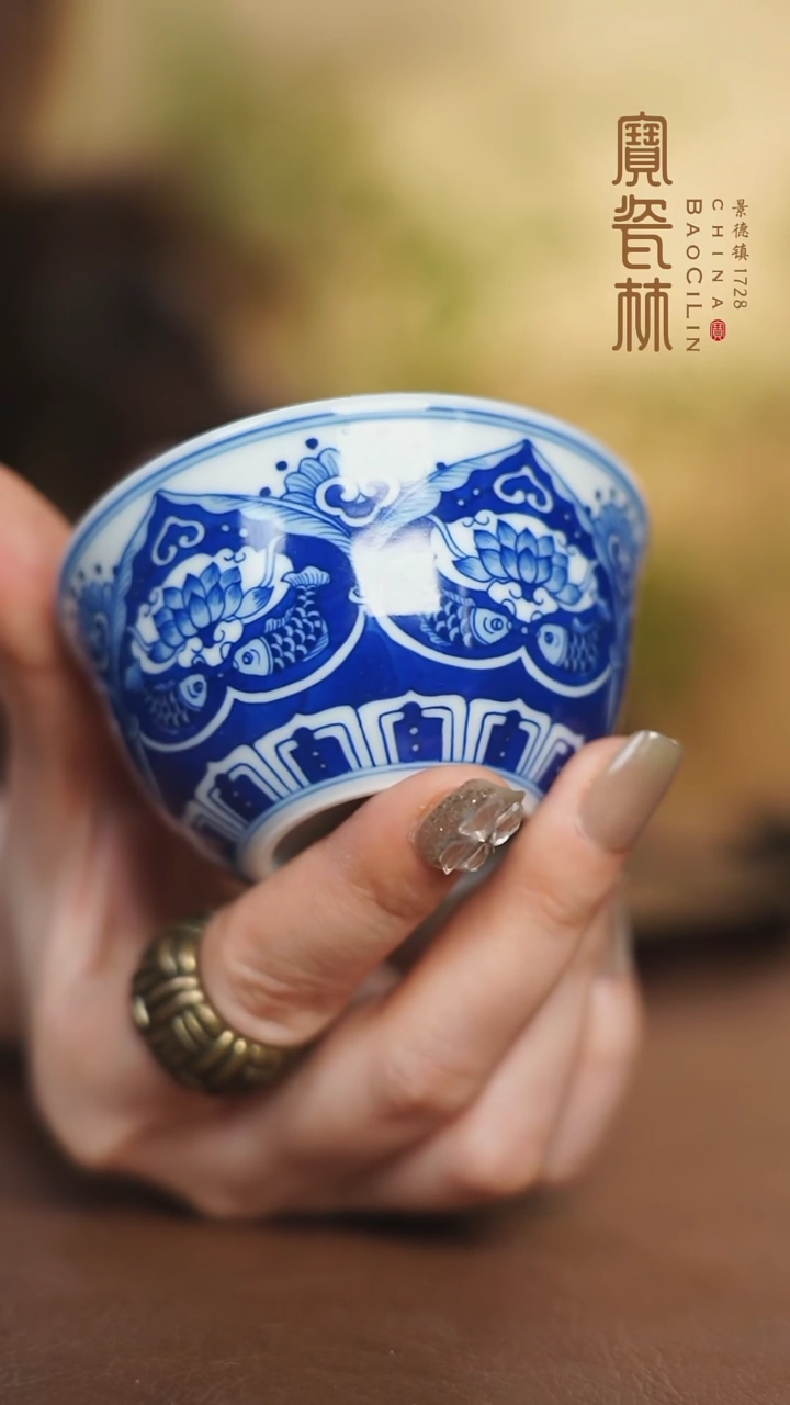 【闪购商品】青花三兔共耳单杯