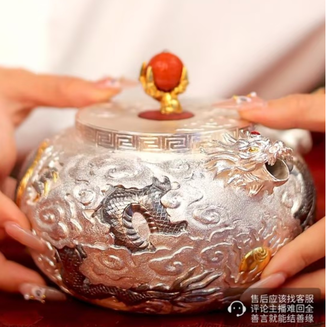 蜂鸟 龙爪钮錾刻祥云龙纹龙嘴缠金侧把壶 SWA3087