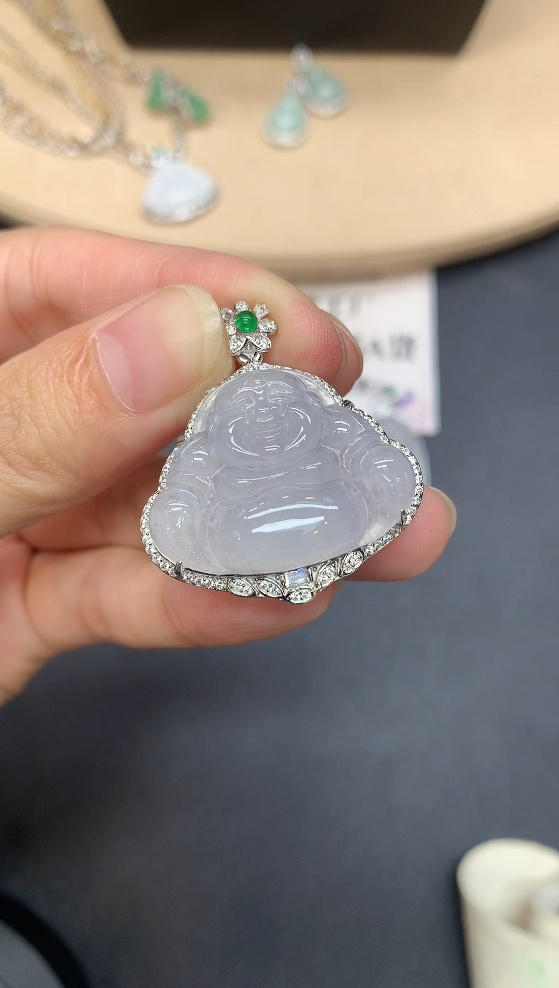 【闪购商品】翡翠吊坠(不含链)银S925镶嵌佛公【多样性发其一】