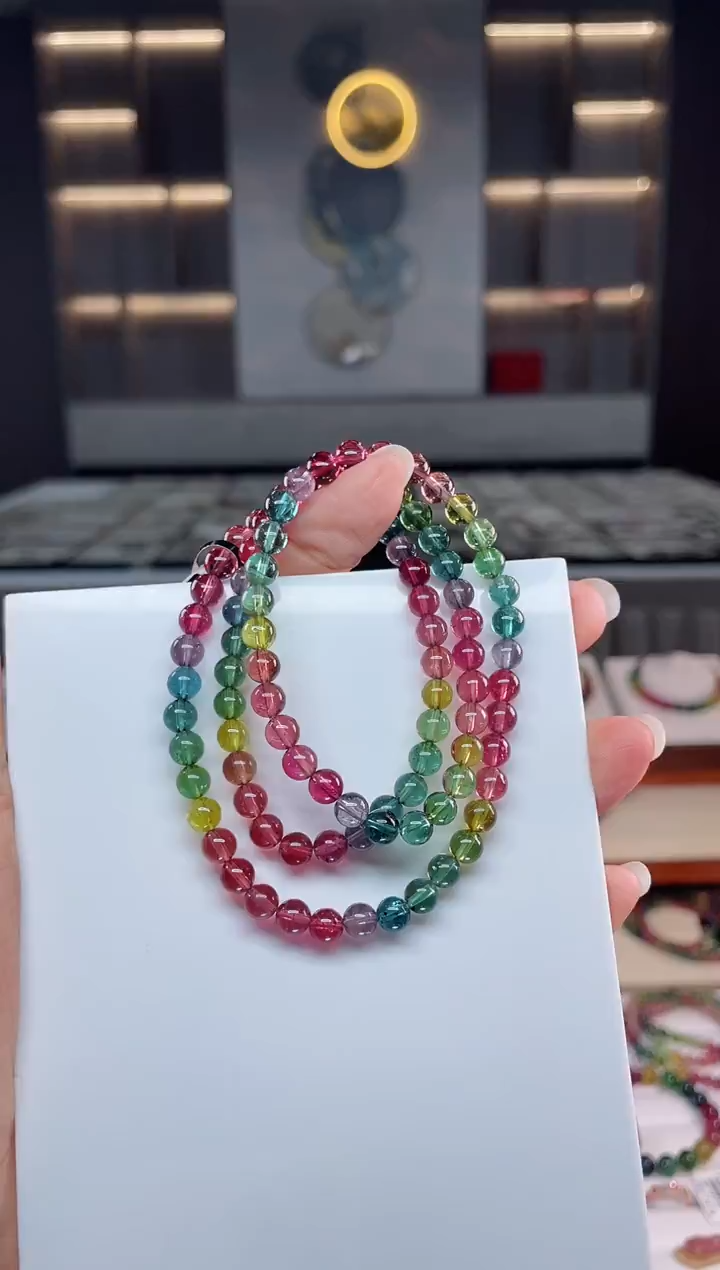 未镶嵌老矿碧玺三圈手串5mm+碧玺（多样性发一条）Q