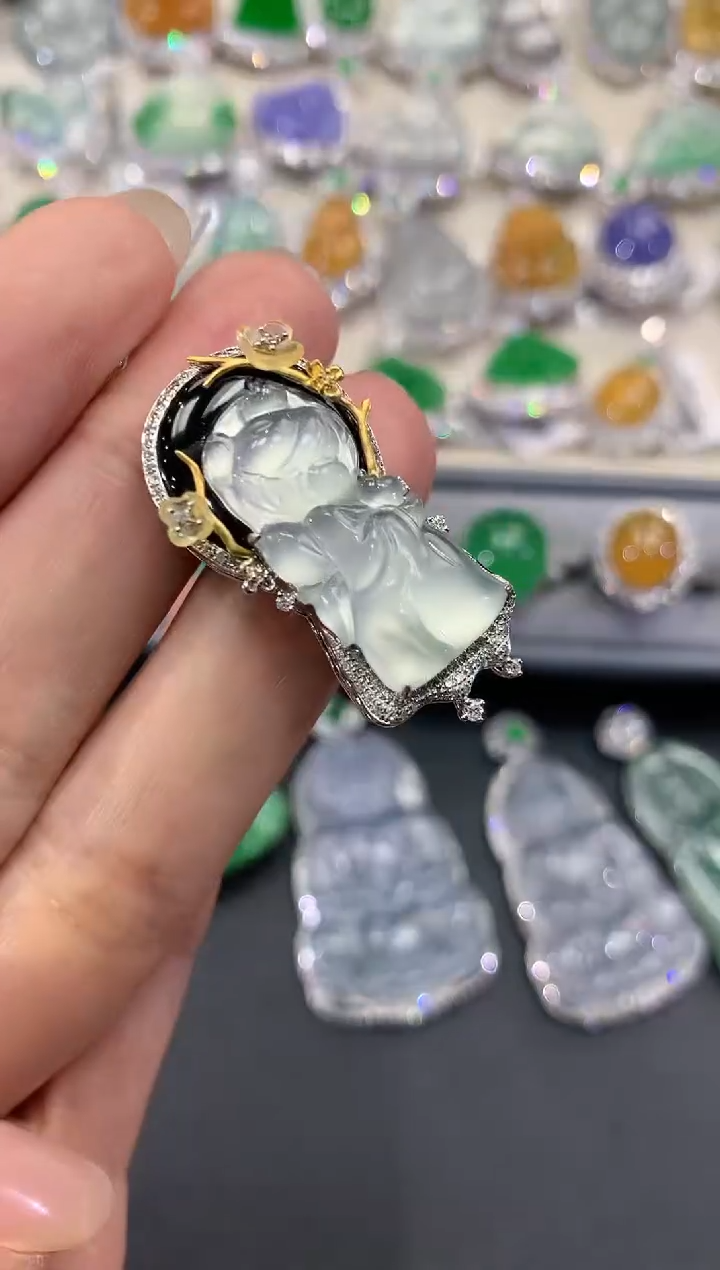 【闪购商品】翡翠吊坠(不含链)18K金镶嵌w60