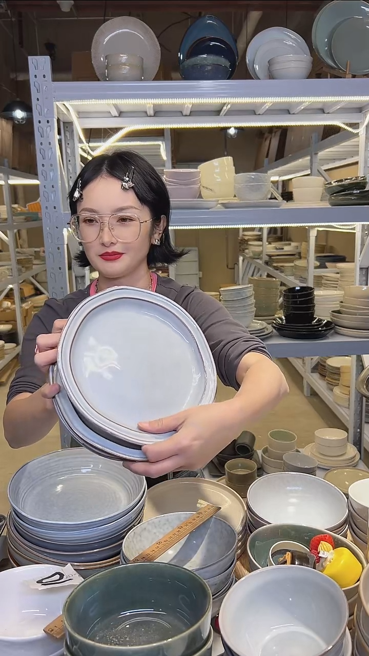 瓷195八寸外贸尾货高温釉下彩陶瓷餐具默认微瑕
