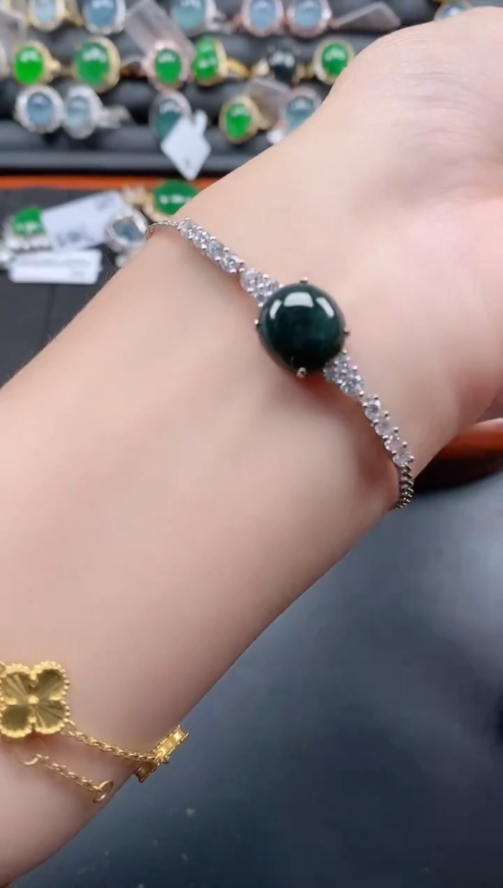 银S925镶嵌戒指翡翠1