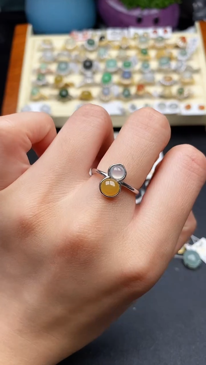 翡翠银S925镶嵌戒指5555555+7